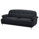 Dark grey ESSEBODA sofa, tufted back, rolled arms, cotton-blend upholstery, plush cushions.