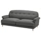 Grey ESSEBODA sofa with deep seats, high backrest, and rolled arms. Upholstered in soft, hardwearing fabric.