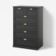 FÅGELFJÄLLET black oak chest with six drawers, brass handles, framed fronts.