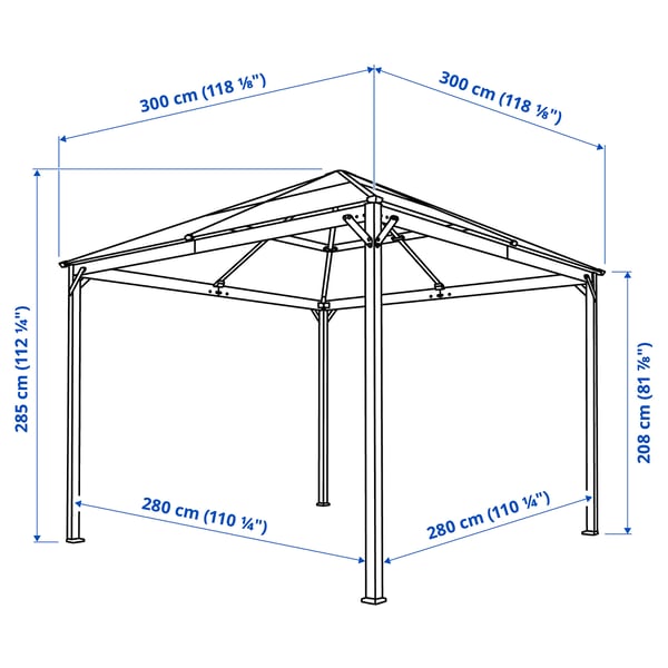 Illustration with measurements for the product: FÅGELÖN.