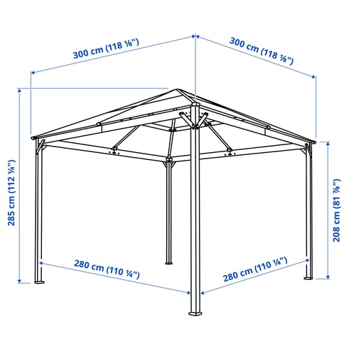 Illustration with measurements for the product: FÅGELÖN.