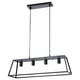 FELSISK black metal pendant lamp with 4 lights hangs from ceiling, modern industrial design.