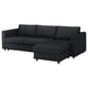 Black FINNALA sectional sofa with chaise longue, modern design.