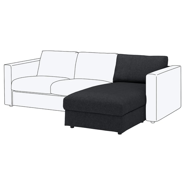 FINNALA chaise, modern design, dark grey & white, curved, fabric & foam, versatile section sofa.