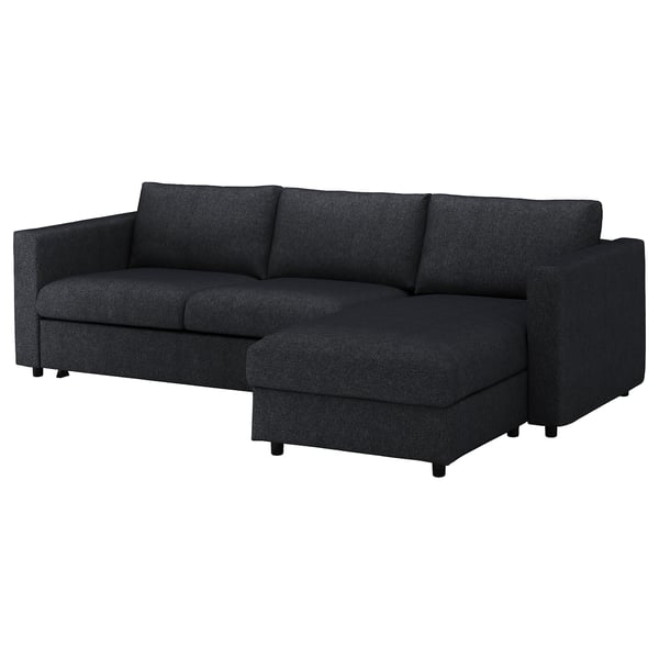 FINNALA sectional sofa: dark grey, l-shaped, modern design with removable, washable cover.
