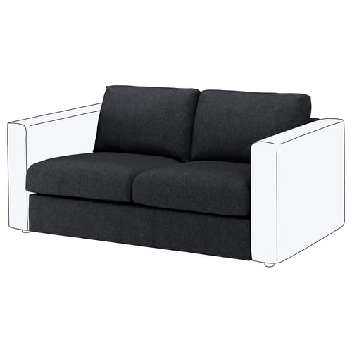FINNALA 2-seat sofa, dark grey, sleek & modern design with square arms.