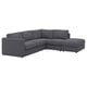 FINNALA sectional sofa, grey. Modern design with clean lines, l-shape with storage footrest.