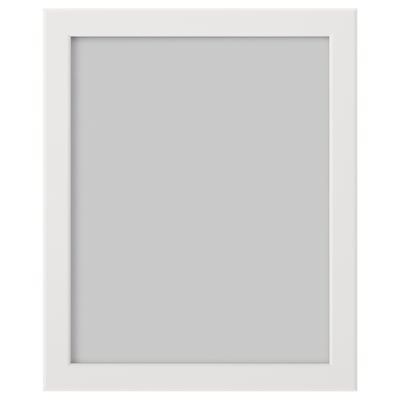 A white FISKBO frame, rectangular, with plastic front protection, suitable for wall or table display.