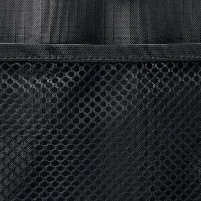 Black lunch bag with textured mesh and durable fabric, showcasing high-quality construction.