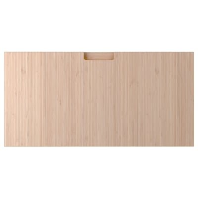 FRÖJERED: bamboo drawer front, natural wood grain, integrated handle, light finish.