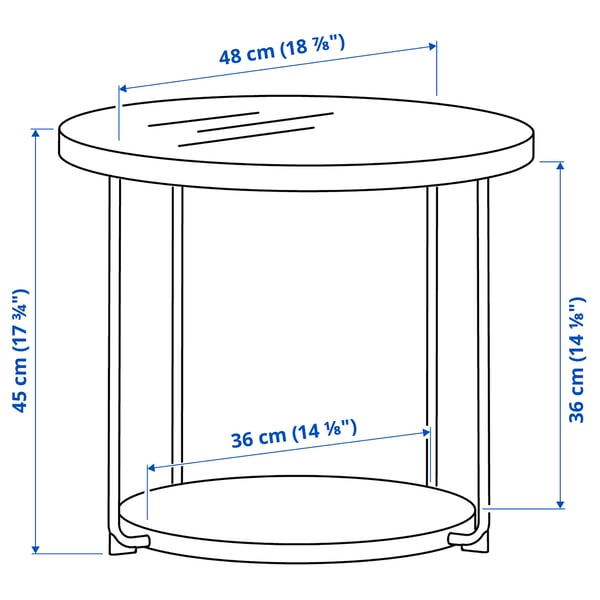 FRÖTORP Side table, white chrome plated/white glass, 18 7/8 "