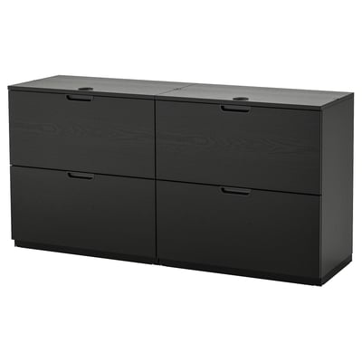 GALANT black wooden office drawers, rectangular, four drawers, sleek design.