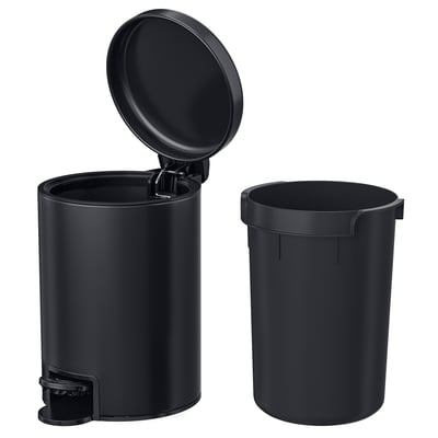 GANSJÖN Trash can, black, 1 gallon