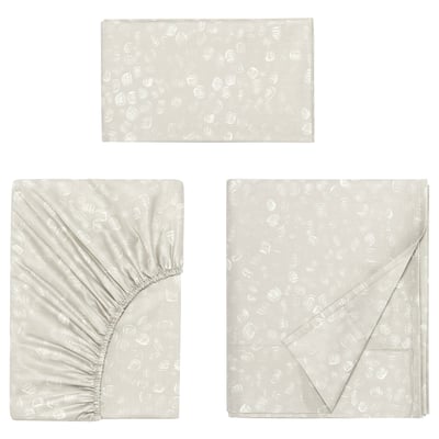 GINSTFÄLTMAL bed set: cream, cotton/lyocell, rectangle, folded, subtle pattern.