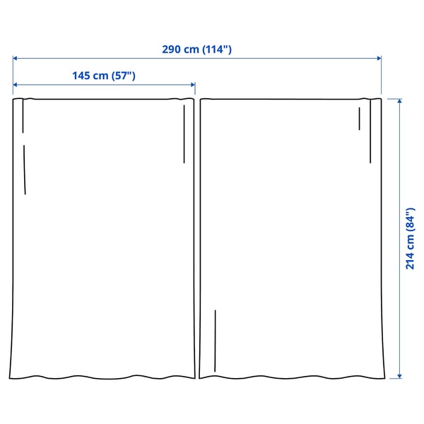 GINSTMOTT Curtains, 1 pair, dark blue/with heading tape, 57x84 "