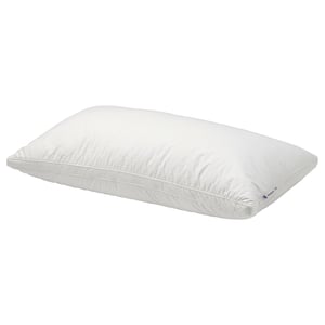 White GRÖNAMARANT pillow, rectangular with double-stitched edges, soft cotton cover.