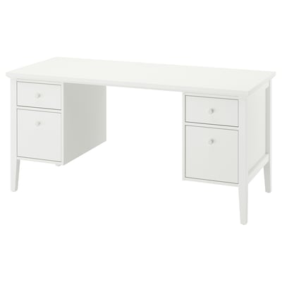 White GULLABERG desk with two drawer sets on each side.