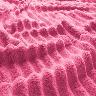 Bright pink fleece bedspread, soft and fluffy, with textured surface, ideal for warmth and comfort.