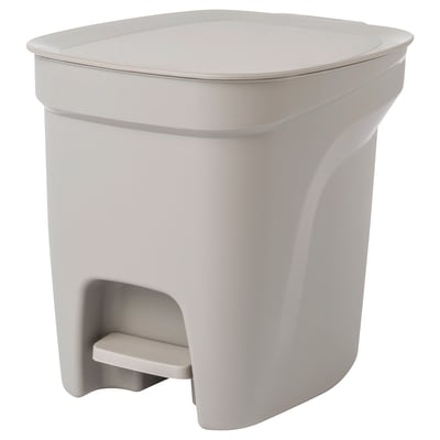 A white HÄCKSAX pedal bin with a sleek, cylindrical shape and easy grip handles on the back. The bin is made of polypropylene plastic.