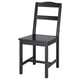 A HÄGERNÄS black wooden chair with a classic design, made from solid pine, and featuring a backrest with vertical slats.