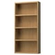 HAGAÅN oak shelf, wall-mounted with four open compartments. Simple, modern design for bathroom or home organisation.