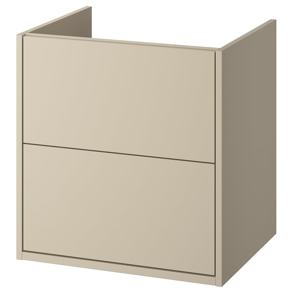 HAVBÄCK beige bathroom cabinet, rectangular, wall-mount, 2 drawers, simple design.