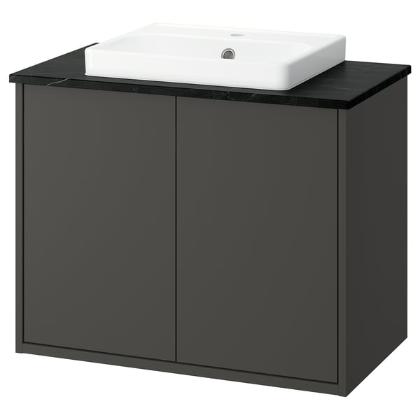 HAVBÄCK black bathroom vanity, before installing the sink.