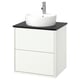 HAVBÄCK white modern bathroom vanity with round ceramic sink, sleek design.