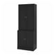 HAVSTA: black, wooden, tall cabinet with two sections and double doors for dust-free storage.