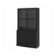 The HAVSTA combo a dark wooden bookshelf with glass doors and sliding bottom cabinet for a rustic yet modern look.