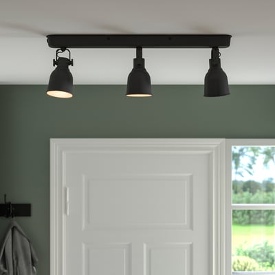 HEKTAR Ceiling track, 3 spotlights, dark gray