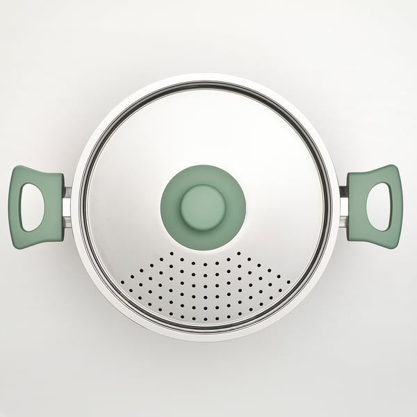 A high-quality cookware lid, featuring sturdy handles, even heat distribution, and a non-stick coating.