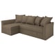 HOLMSUND sofa in grey, l-shaped, with cushions, convertible to bed, textured fabric.