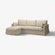 A beige, l-shaped HYLTARP sofa with plush cushions, designed for comfort.