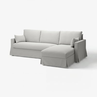 Light grey u-shaped sofa, HYLTARP, modern design with clean lines, plush cushions, and storage chaise.