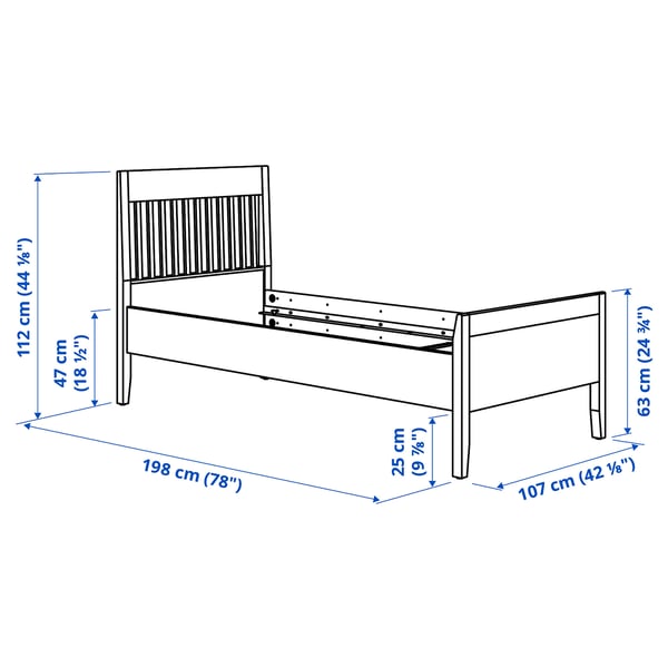 Illustration with measurements for the product: IDANÄS.
