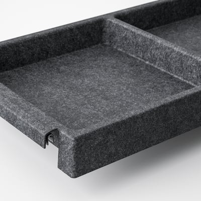 Black IVAR shelf, sturdy, protects items. Or, for something closer to the originals length: IVAR shelf, black, sturdy, easy access.