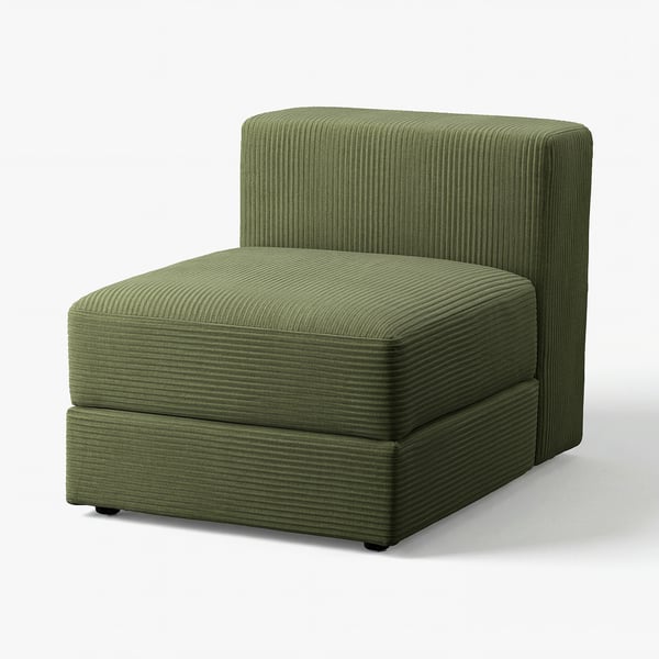 JÄTTEBO modular sofa in green, soft fabric with storage, sleek design, perfect for relaxation.