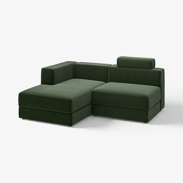 JÄTTEBO modular sofa, dark green, modern design, fabric, l-shaped with storage.