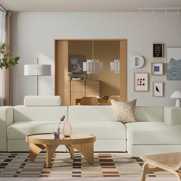 JÄTTEBO 4-seat mod sofa w chaise, right with headrest/Axvall off-white