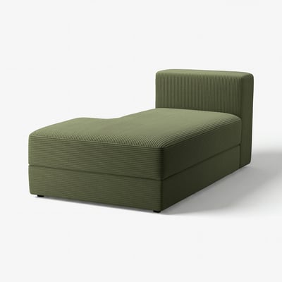 JÄTTEBO olive green chaise lounge, modern rectangular design, soft corduroy fabric.
