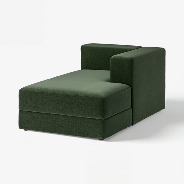 Green JÄTTEBO modular sofa with chaise, soft cushions, and clean lines.
