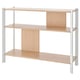 JÄTTESTA natural bamboo wood 3-tier shelf with white metal legs.