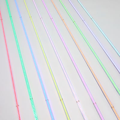 Colourful led strips with remote for home decor, changing colours and brightness.