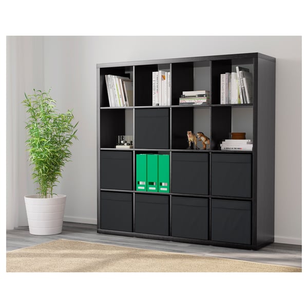 KALLAX Shelf unit with 8 inserts, black-brown, 57 7/8x57 5/8 "