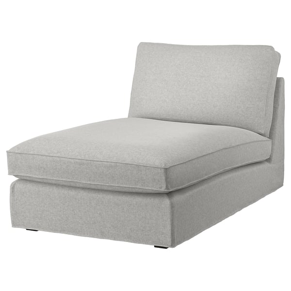 A KIVIK chaise longue in light grey fabric, comfortable with cushioned back and clean lines.