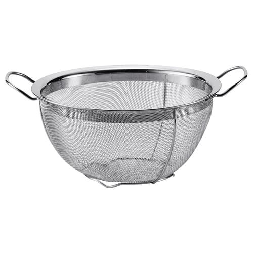 A KLOCKREN colander of stainless steel, with two sturdy handles for easy use.