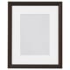 Dark wood picture frame with white mat, rectangular shape, thin edge, traditional design.