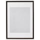 Black KLOTKÖRSBÄR photo frame, rectangular, simple design, wooden look, plastic front protection.