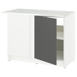A white KNOXHULT kitchen base unit with a dark grey door and a marble-patterned top.